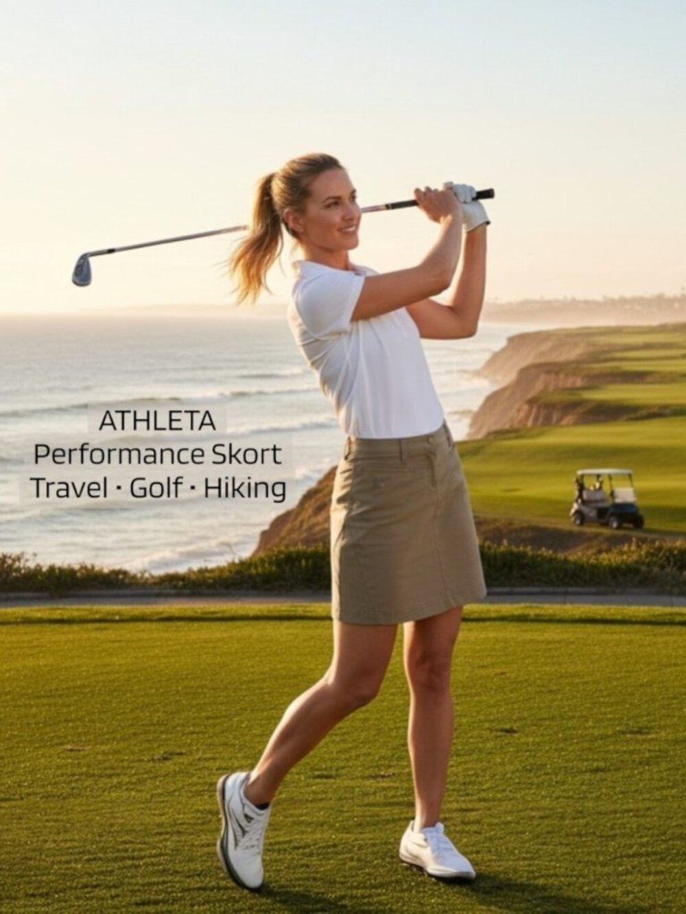 Athleta Khaki Trail Skort Size 8 Built In Shorts Hiking Golf Travel
